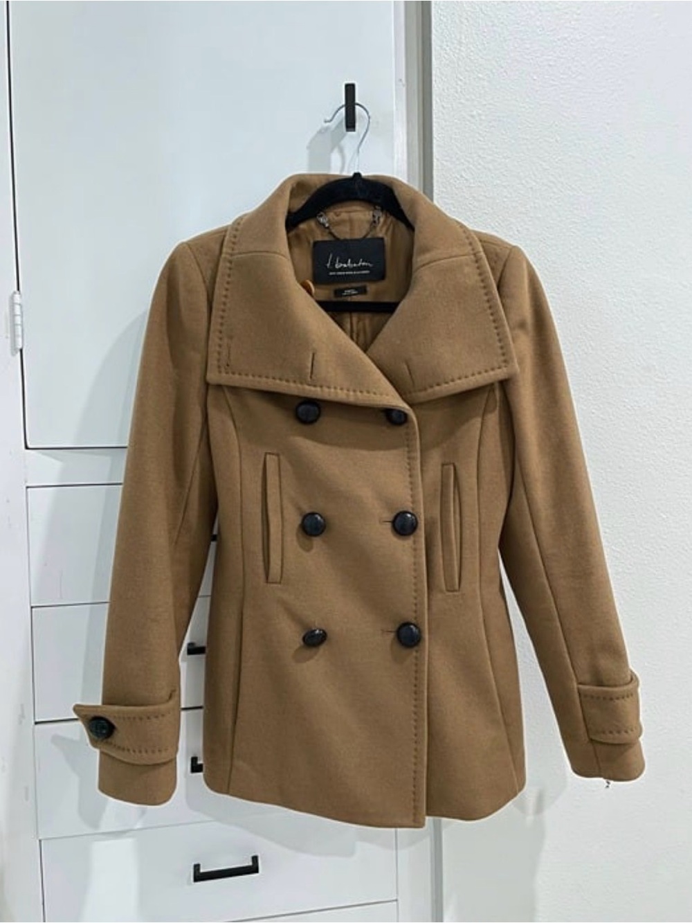 Aritzia Babaton Camel Double-Breasted Peacoat
